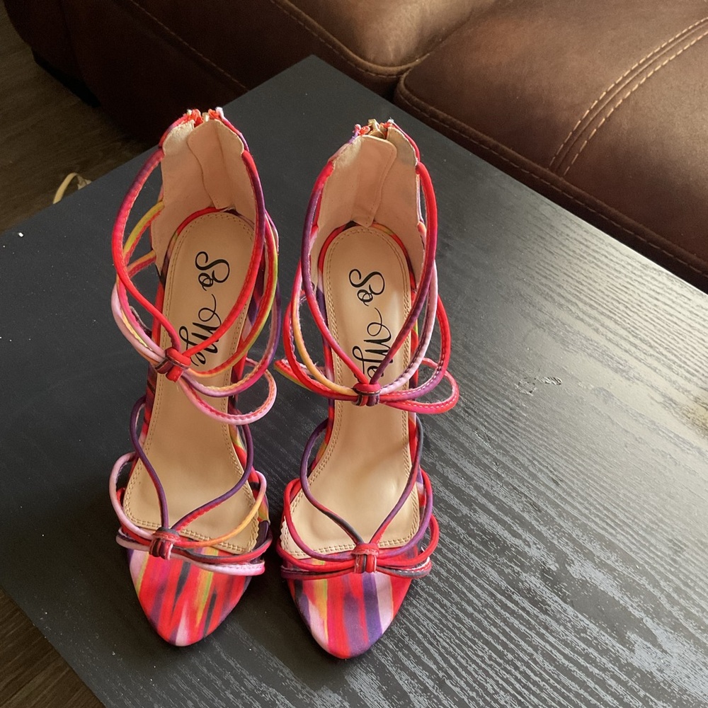 So Me Multicolor Strappy Heels